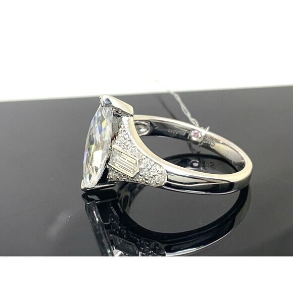 Suzy Levian Sterling Silver Marquise White Cubic Zirconia Engagement Ring SZ 8.5 - Picture 2 of 16